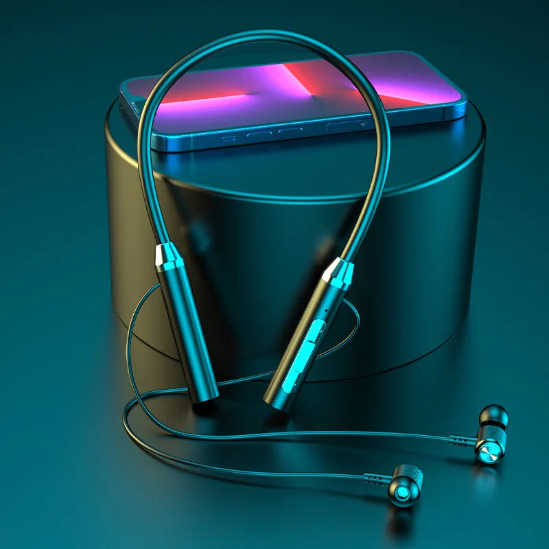 Wireless Bluetooth Earphones Neckband Headphones Gaming Stereo Sports Headset Halter Waterproof Magnetic Earbud with LED Display