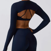 Women's Two-Piece Long Sleeve Yoga Set with Chest Pad