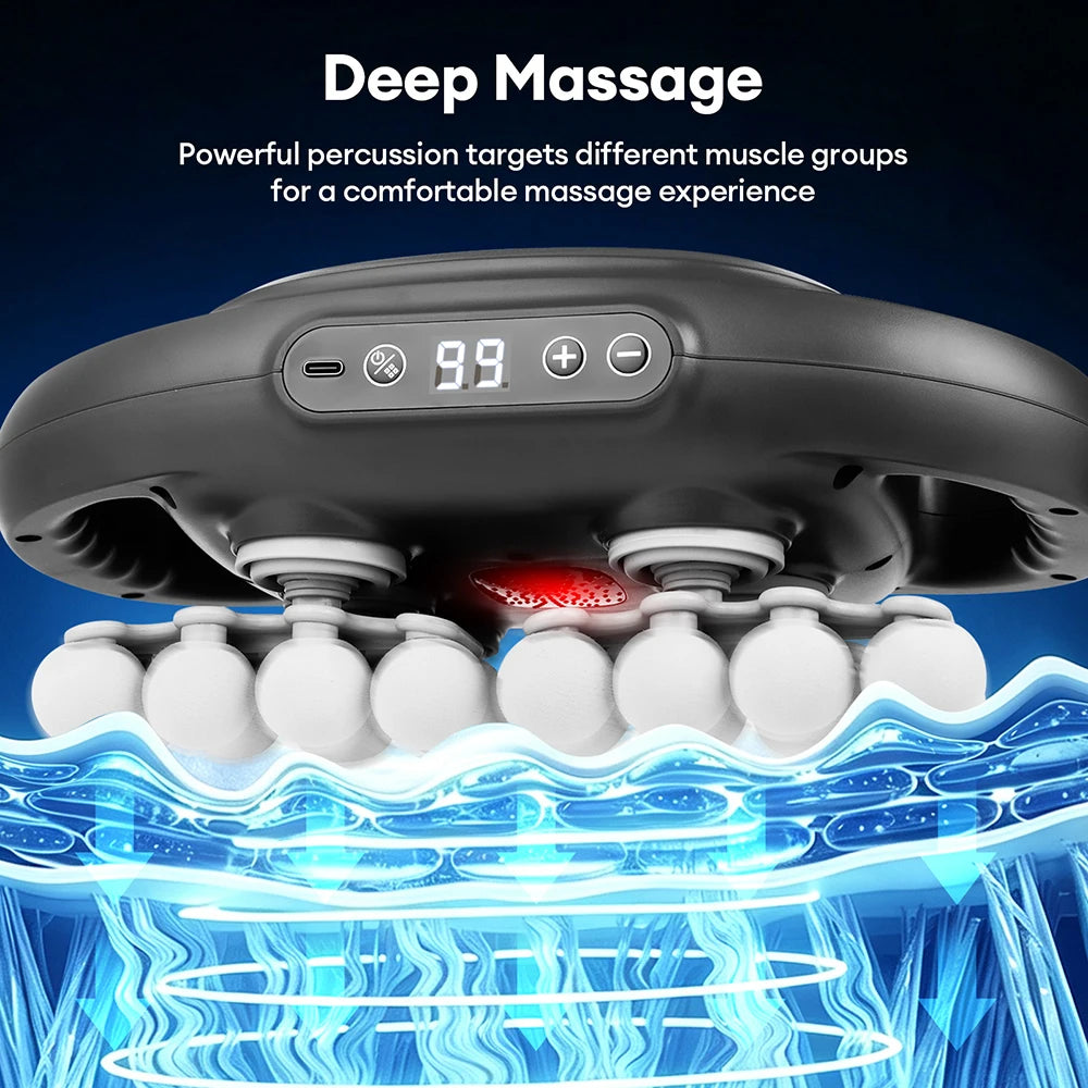 42 Heads Fascia Gun 9 Modes 99 Gear High Frequency Vibration Wireless Deep Tissue Massager Neck Shoulder Thigh Fascia masajeador