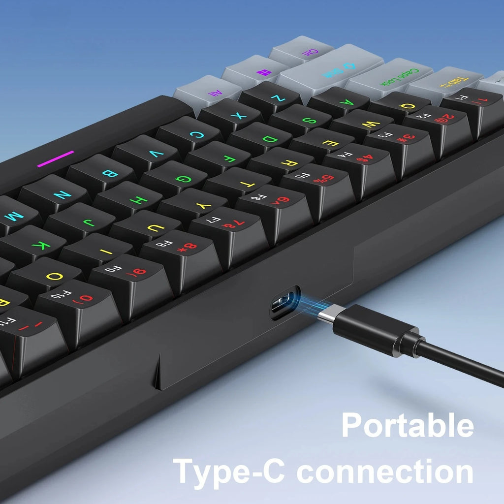 K61 Teclado Mecânico Com Fio Portátil, Design Ergonômico Com Iluminação RGB Colorida, Envio Do Brasil