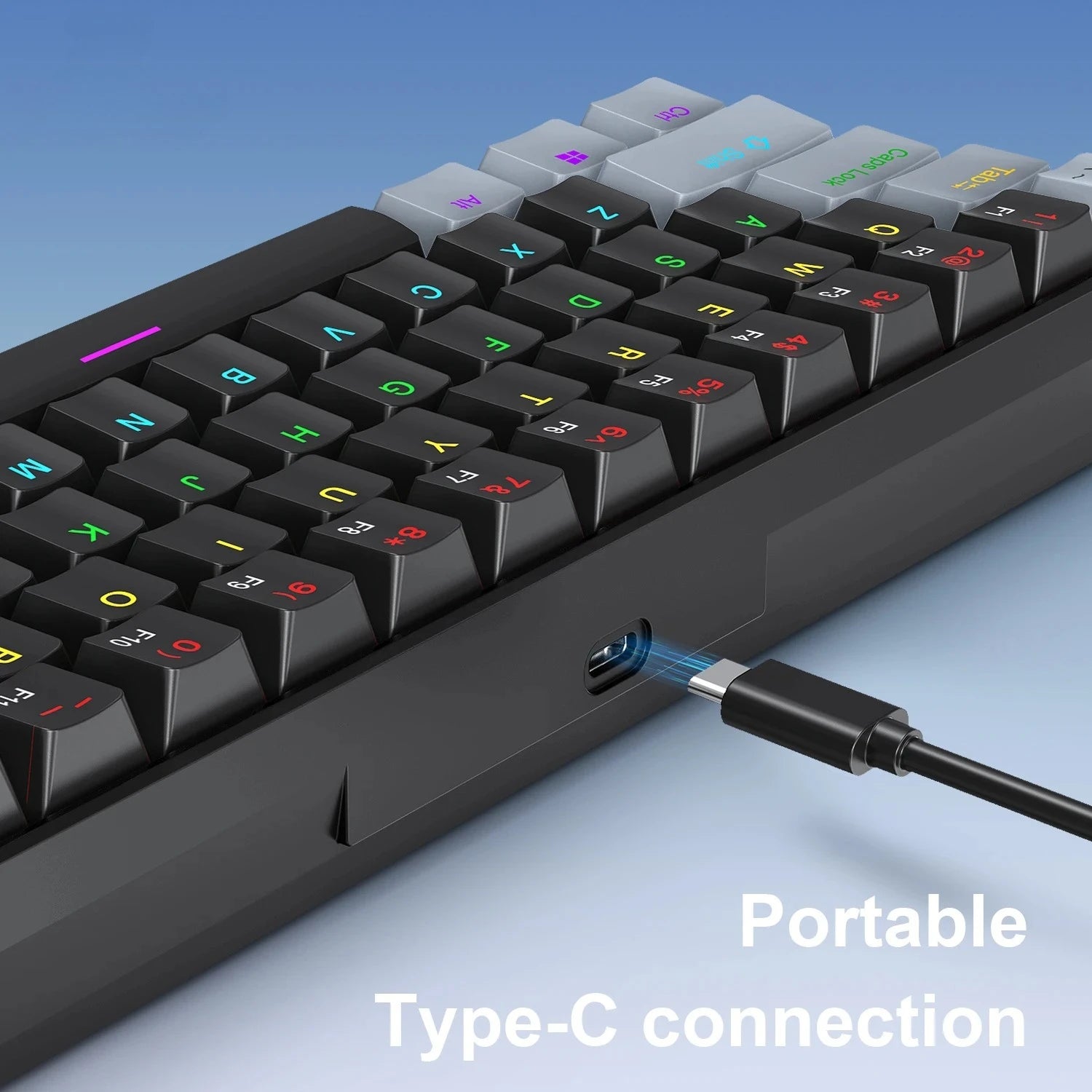 K61 Teclado Mecânico Com Fio Portátil, Design Ergonômico Com Iluminação RGB Colorida, Envio Do Brasil